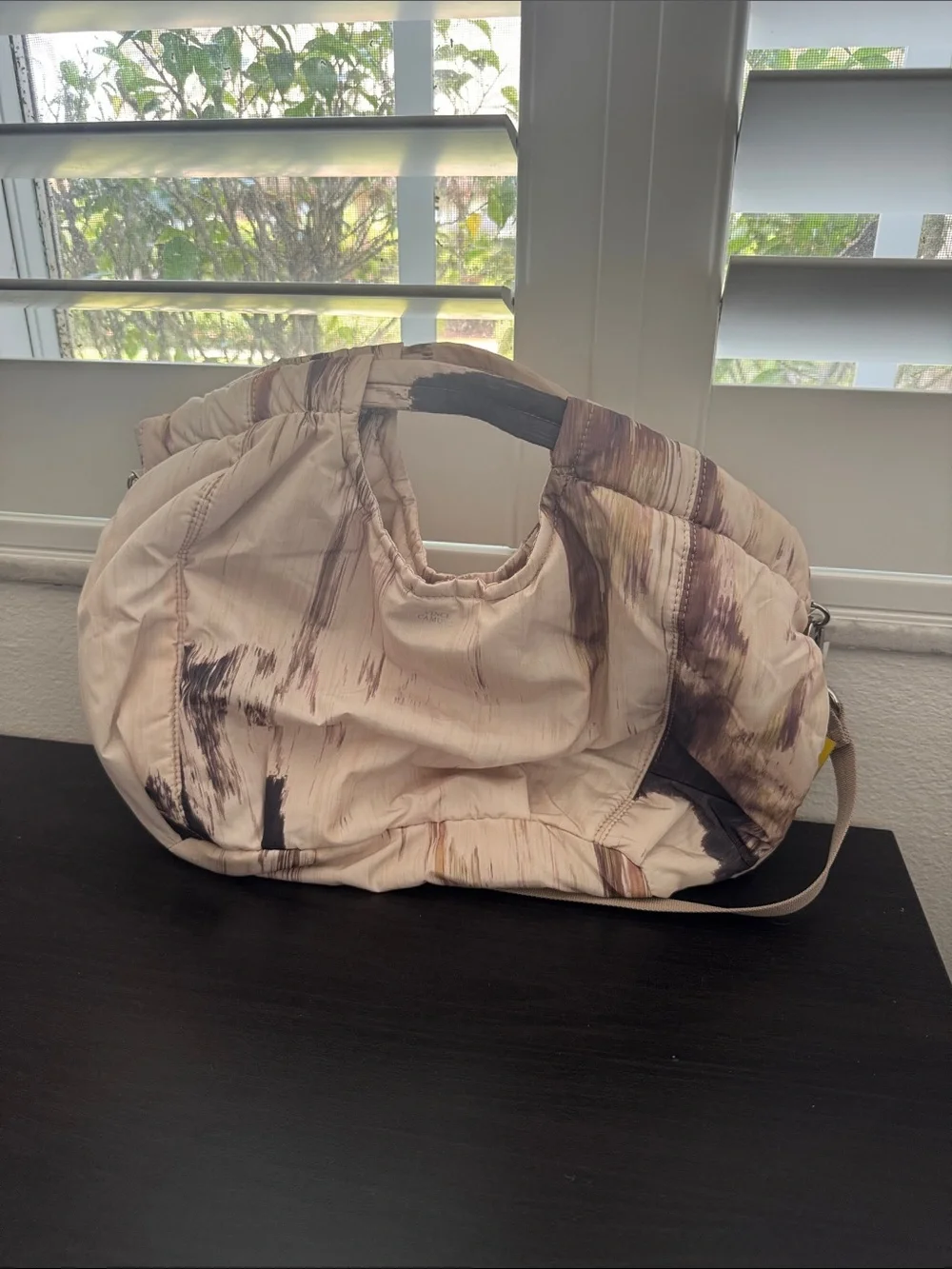 Vince Camuto Cream Brushstroke Hobo Bag